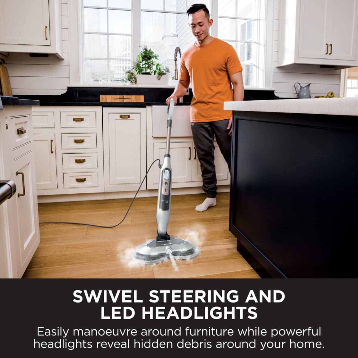 Shark® Steam & Scrub Mop – All-in-One with LED Lights, XL Tank & 8 Pads