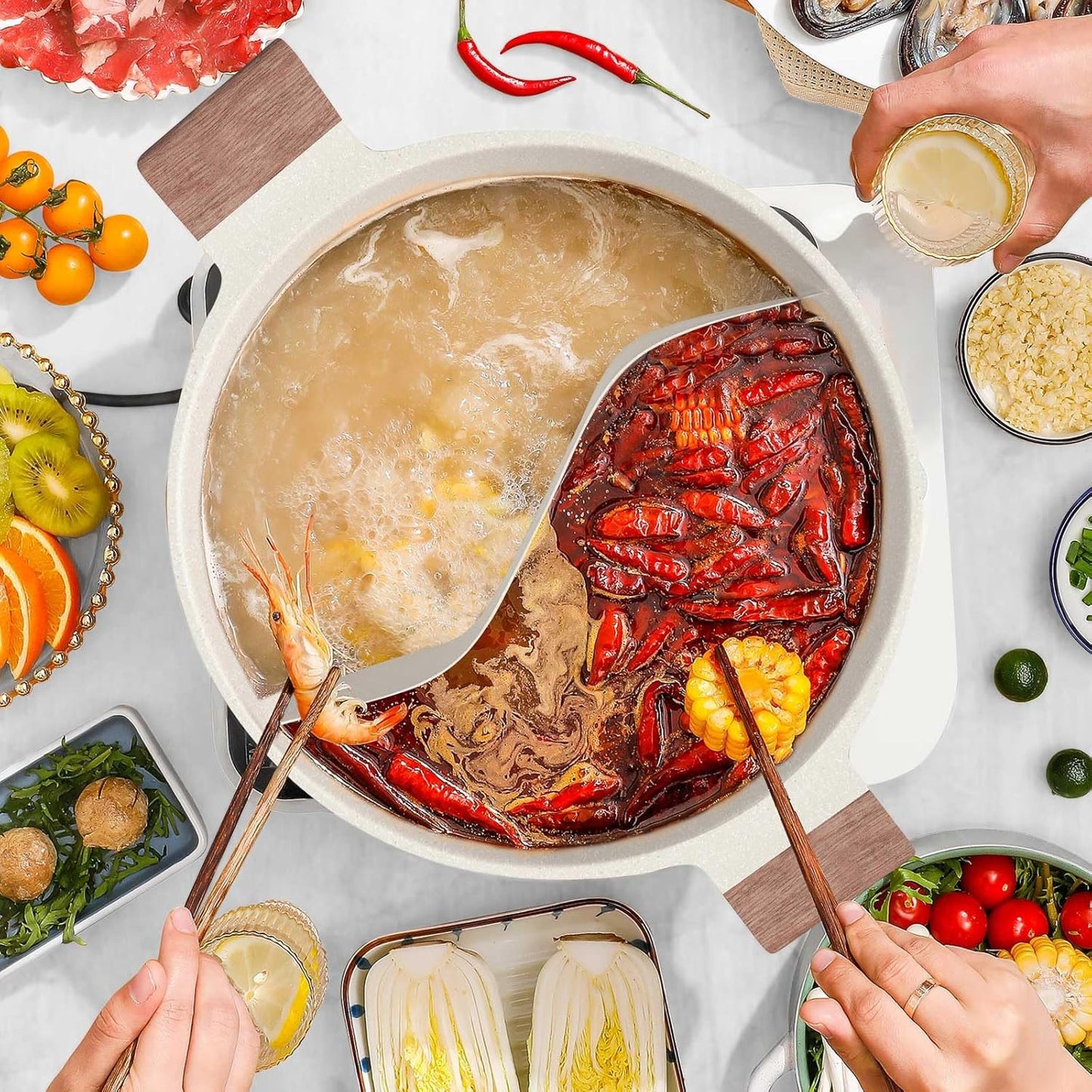 Dubbelzijdige Hotpot met Anti-Aanbaklaag